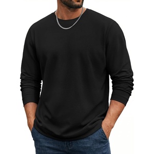 COOFANDY Mens Long Sleeve Tee Shirts Cotton Casual Crew Neck Basic T‑Shirts(Black)