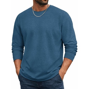 COOFANDY Mens Long Sleeve Tee Shirts Cotton Casual Crew Neck Basic T‑Shirts(Dark Blue)