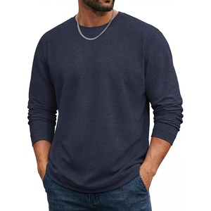 COOFANDY Mens Long Sleeve Tee Shirts Cotton Casual Crew Neck Basic T‑Shirts(Midnight Blue)