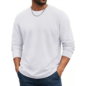 COOFANDY Mens Long Sleeve Tee Shirts Cotton Casual Crew Neck Basic T‑Shirts(White)