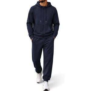 COOFANDY Mens Tracksuits 2 Piece Set Full Zip Hoodie Jogging Sweat Suits(Navy Blue)