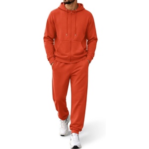 COOFANDY Mens Tracksuits 2 Piece Set Full Zip Hoodie Jogging Sweat Suits(Orange)