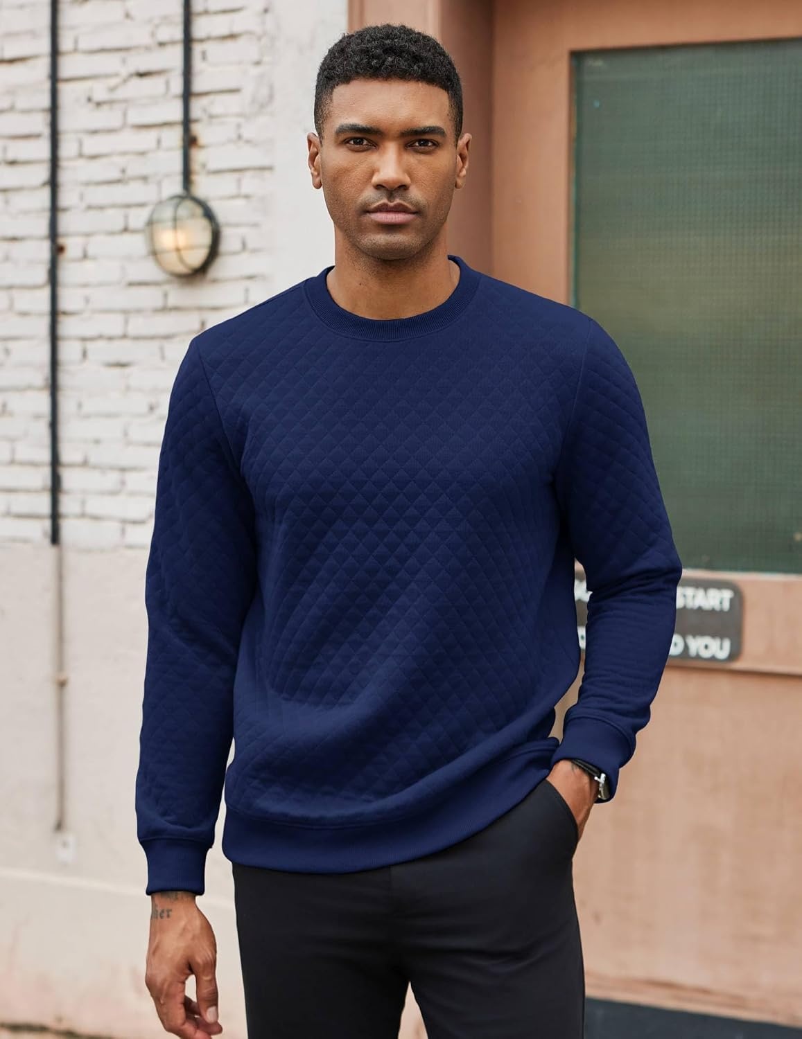 image:imageCOOFANDY Mens Crewneck Sweatshirts Long Sleeve Casual Pullovers SweatersNavy Blue
