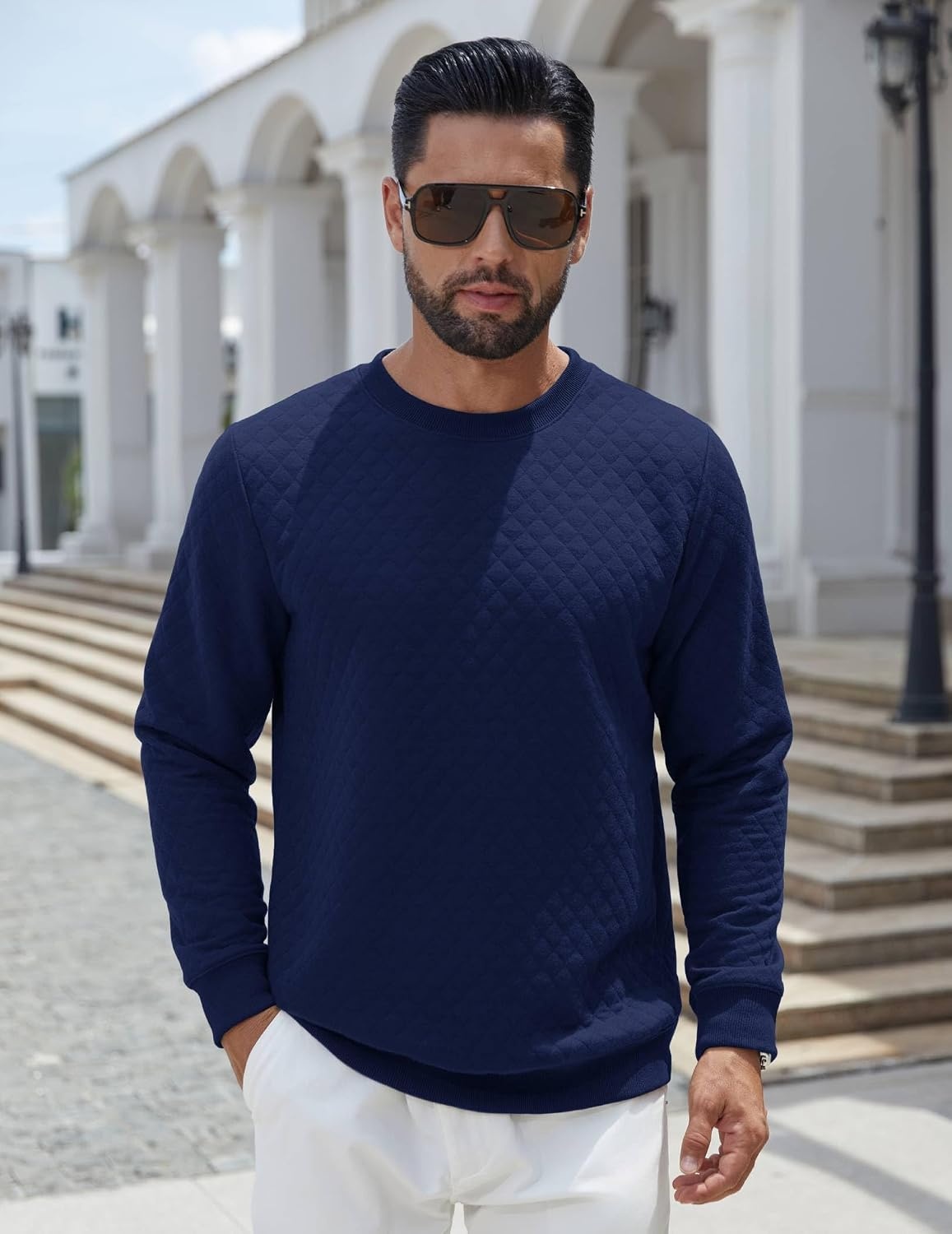 image:imageCOOFANDY Mens Crewneck Sweatshirts Long Sleeve Casual Pullovers SweatersNavy Blue
