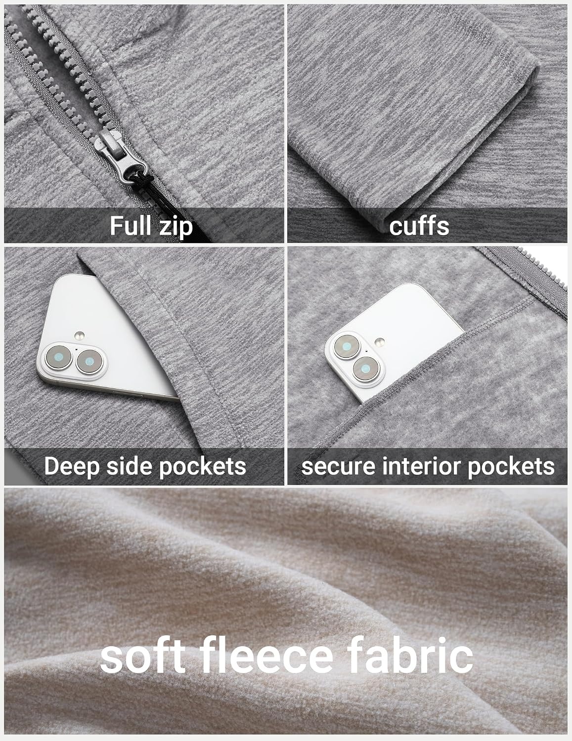 image:imageCOOFANDY Mens Fleece Jackets Full Zip Lightweight Casual Sweater JacketLgiht Grey