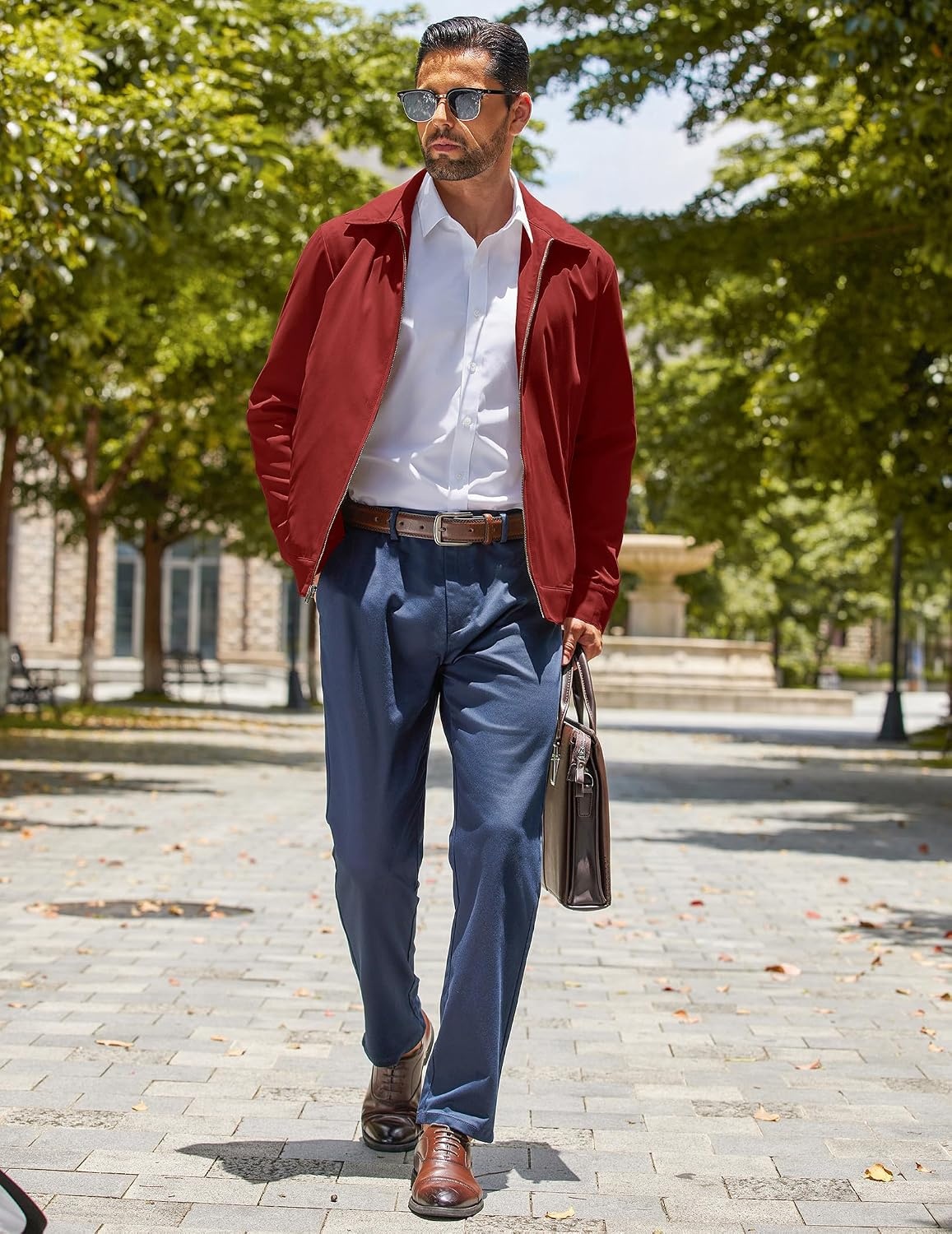 image:imageCOOFANDY Mens Lightweight Zip Up Jacket Golf Work Casual Office JacketsWine Red