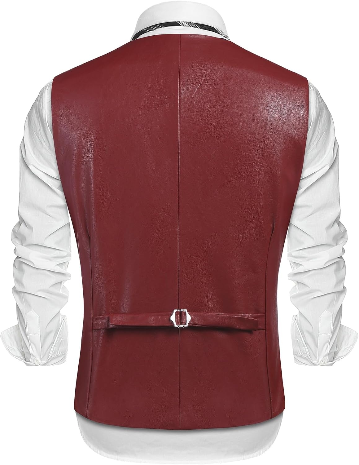 image:imageCOOFANDY Mens Western Cowboy Vest Leather Waistcoat Vest Halloween CostumeBurgundy