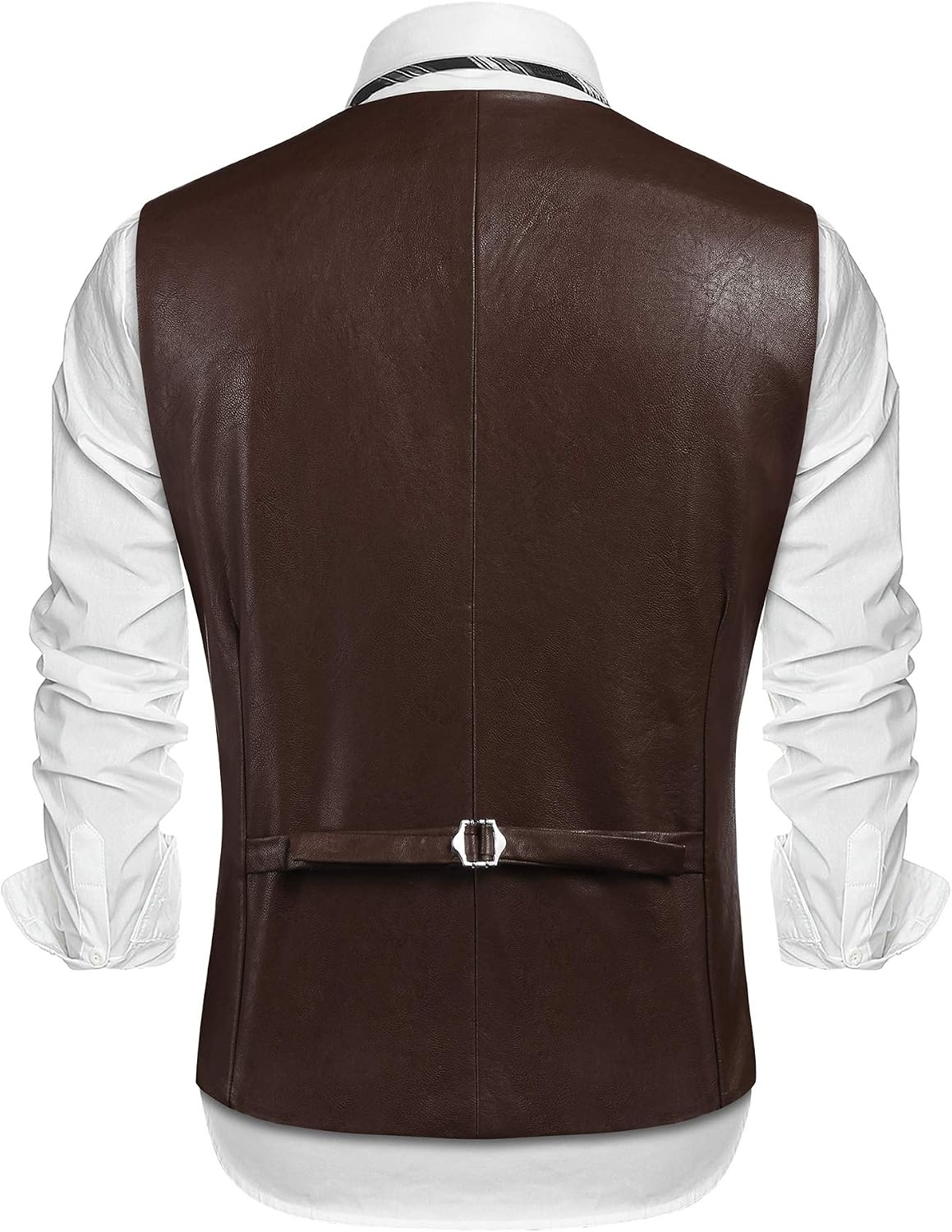 image:imageCOOFANDY Mens Western Cowboy Vest Leather Waistcoat Vest Halloween CostumeCoffee