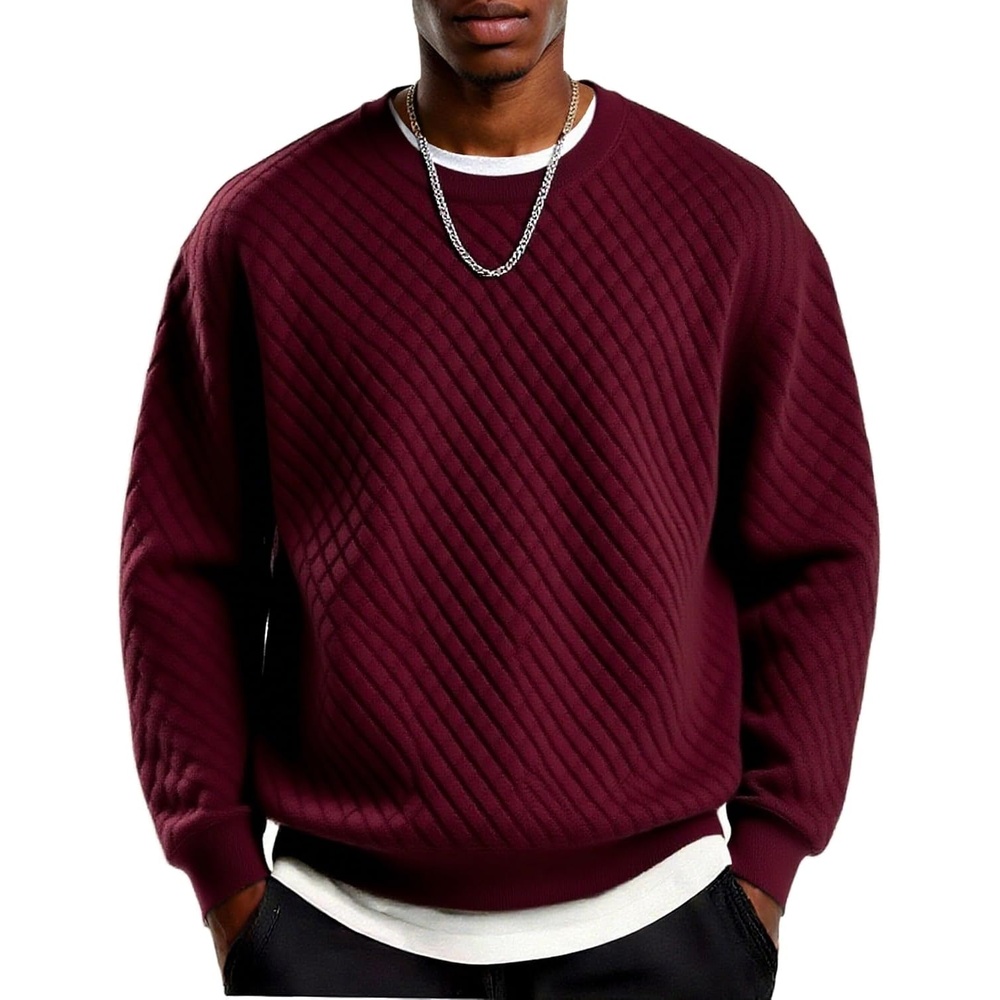 image:imageCOOFANDY Mens Crewneck Sweatshirts Long Sleeve Casual Pullovers SweatersDark Red
