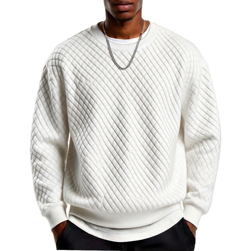 image:imageCOOFANDY Mens Crewneck Sweatshirts Long Sleeve Casual Pullovers SweatersWhite
