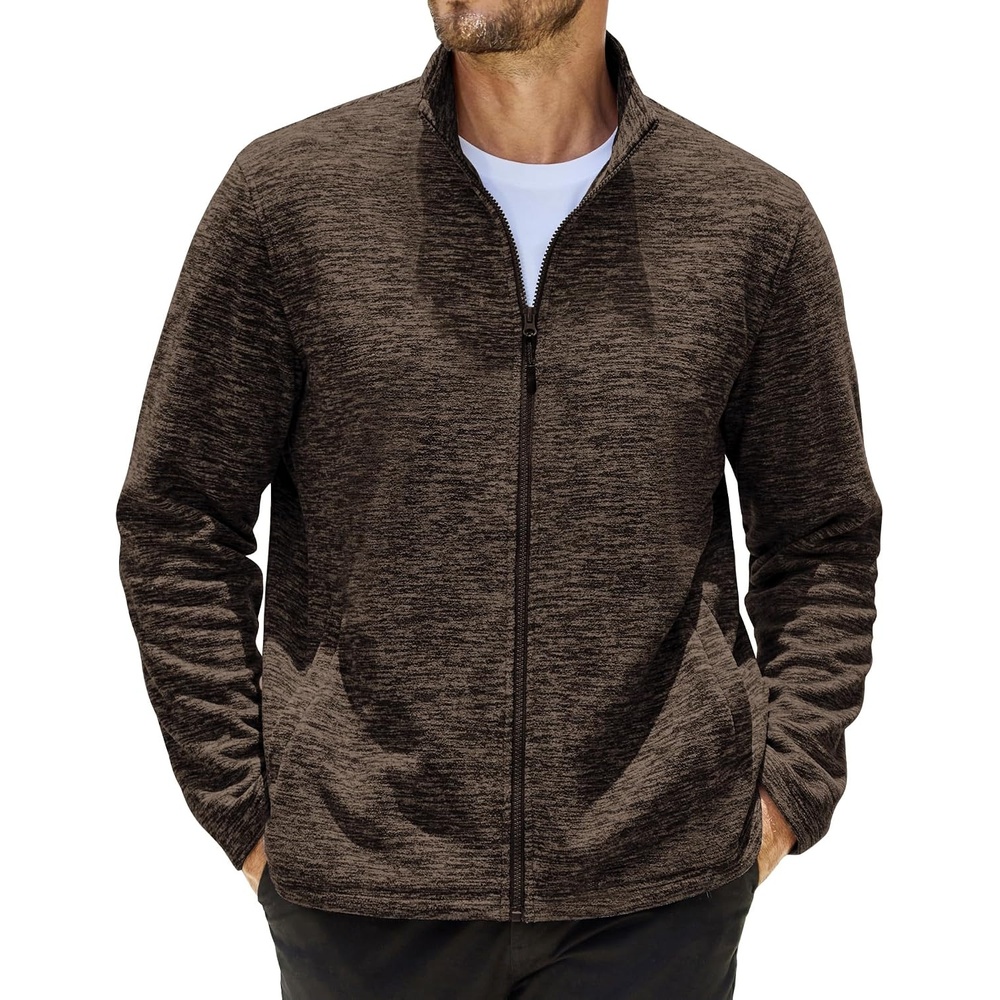 image:imageCOOFANDY Mens Fleece Jackets Full Zip Lightweight Casual Sweater JacketDark Brown