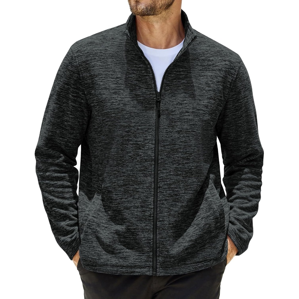 image:imageCOOFANDY Mens Fleece Jackets Full Zip Lightweight Casual Sweater JacketDark Grey