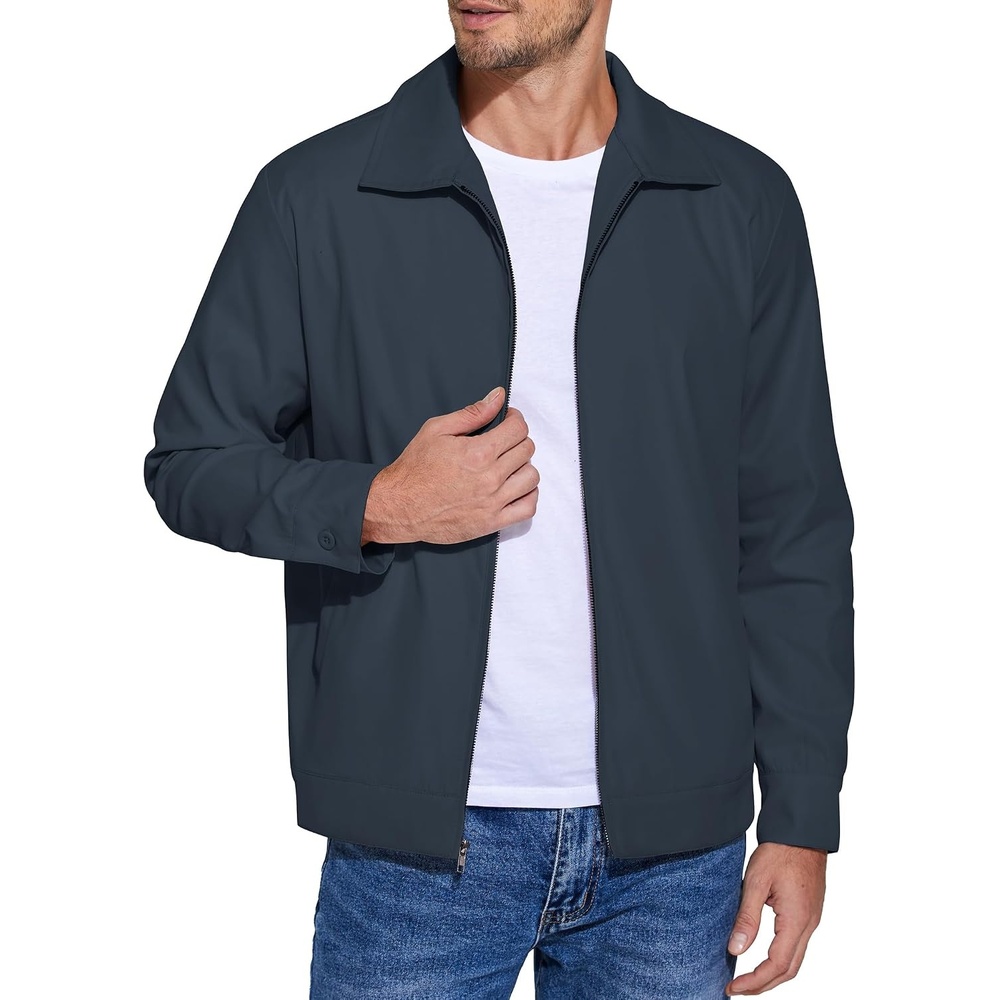 image:imageCOOFANDY Mens Lightweight Zip Up Jacket Golf Work Casual Office JacketsNavy Blue