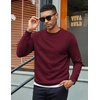 COOFANDY Men’s Crewneck Sweatshirts Long Sleeve Casual Pullovers Sweaters(Dark Red)