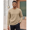 COOFANDY Men’s Crewneck Sweatshirts Long Sleeve Casual Pullovers Sweaters(Light Khaki)