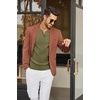 COOFANDY Mens Knit Long Sleeve Polo Shirt Sweater V-Neck Textured Pullover(Army Green)