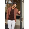 COOFANDY Mens Knit Long Sleeve Polo Shirt Sweater V-Neck Textured Pullover(Brown)