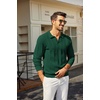 COOFANDY Mens Knit Long Sleeve Polo Shirt Sweater V-Neck Textured Pullover(Evergreen)