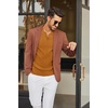 COOFANDY Mens Knit Long Sleeve Polo Shirt Sweater V-Neck Textured Pullover(Yellow)