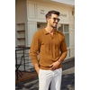 COOFANDY Mens Knit Long Sleeve Polo Shirt Sweater V-Neck Textured Pullover(Yellow)