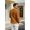 COOFANDY Mens Knit Long Sleeve Polo Shirt Sweater V-Neck Textured Pullover(Yellow)