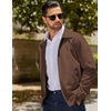 COOFANDY Men’s Lightweight Zip Up Jacket Golf Work Casual Office Jackets(Brown)