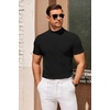 COOFANDY Mens Mock Turtleneck Sweater Short Sleeve Slim Fit Casual Sweaters(2 Pack-black/White)