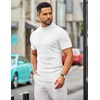 COOFANDY Mens Mock Turtleneck Sweater Short Sleeve Slim Fit Casual Sweaters(2 Pack-white/White)