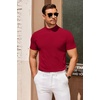 COOFANDY Mens Mock Turtleneck Sweater Short Sleeve Slim Fit Casual Sweaters(3 Pack-black/White/Dark Red)