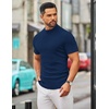 COOFANDY Mens Mock Turtleneck Sweater Short Sleeve Slim Fit Casual Sweaters(3 Pack-black/White/Navy Blue)