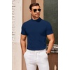 COOFANDY Mens Mock Turtleneck Sweater Short Sleeve Slim Fit Casual Sweaters(3 Pack-black/White/Navy Blue)