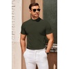 COOFANDY Mens Mock Turtleneck Sweater Short Sleeve Slim Fit Casual Sweaters(Army Green)