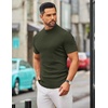 COOFANDY Mens Mock Turtleneck Sweater Short Sleeve Slim Fit Casual Sweaters(Army Green)
