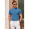 COOFANDY Mens Mock Turtleneck Sweater Short Sleeve Slim Fit Casual Sweaters(Blue)