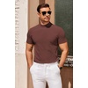 COOFANDY Mens Mock Turtleneck Sweater Short Sleeve Slim Fit Casual Sweaters(Brown)