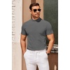COOFANDY Mens Mock Turtleneck Sweater Short Sleeve Slim Fit Casual Sweaters(Dark Grey)