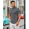 COOFANDY Mens Mock Turtleneck Sweater Short Sleeve Slim Fit Casual Sweaters(Dark Grey)