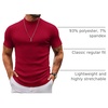 COOFANDY Mens Mock Turtleneck Sweater Short Sleeve Slim Fit Casual Sweaters(Dark Red)