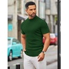 COOFANDY Mens Mock Turtleneck Sweater Short Sleeve Slim Fit Casual Sweaters(Green)