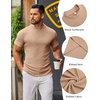 COOFANDY Mens Mock Turtleneck Sweater Short Sleeve Slim Fit Casual Sweaters(Khaki)