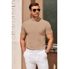 COOFANDY Mens Mock Turtleneck Sweater Short Sleeve Slim Fit Casual Sweaters(Khaki)