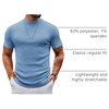 COOFANDY Mens Mock Turtleneck Sweater Short Sleeve Slim Fit Casual Sweaters(Light Blue)