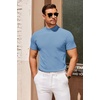 COOFANDY Mens Mock Turtleneck Sweater Short Sleeve Slim Fit Casual Sweaters(Light Blue)