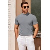 COOFANDY Mens Mock Turtleneck Sweater Short Sleeve Slim Fit Casual Sweaters(Light Grey)