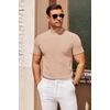 COOFANDY Mens Mock Turtleneck Sweater Short Sleeve Slim Fit Casual Sweaters(Light Khaki)