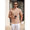 COOFANDY Mens Mock Turtleneck Sweater Short Sleeve Slim Fit Casual Sweaters(Light Khaki)