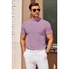COOFANDY Mens Mock Turtleneck Sweater Short Sleeve Slim Fit Casual Sweaters(Purple)
