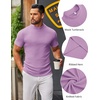 COOFANDY Mens Mock Turtleneck Sweater Short Sleeve Slim Fit Casual Sweaters(Purple)
