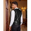 COOFANDY Mens Western Cowboy Vest Leather Waistcoat Vest Halloween Costume(Black)