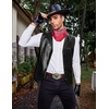 COOFANDY Mens Western Cowboy Vest Leather Waistcoat Vest Halloween Costume(Black)